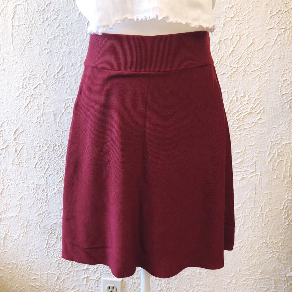 LOFT Crimson Red Sweater Flippy Skirt - Picture 12 of 12